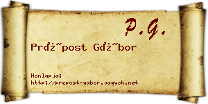 Prépost Gábor névjegykártya